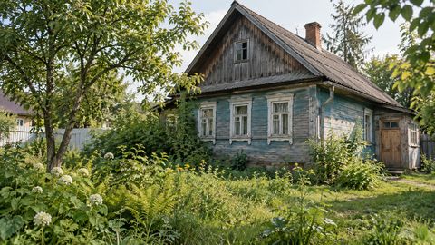 Существующая растительность и поверхность участка у старого деревянного дома