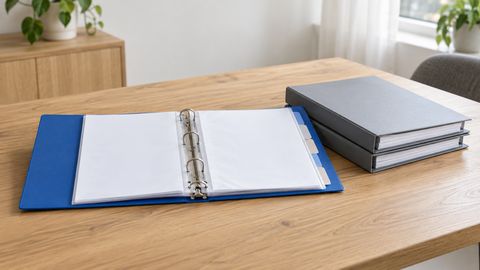 Упорядоченные папки с чистыми листами и разделителями как редакционный образ комплекта документов