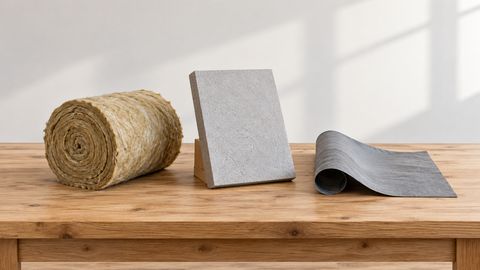 Рулон плита и мембрана показаны отдельными изоляционными образцами